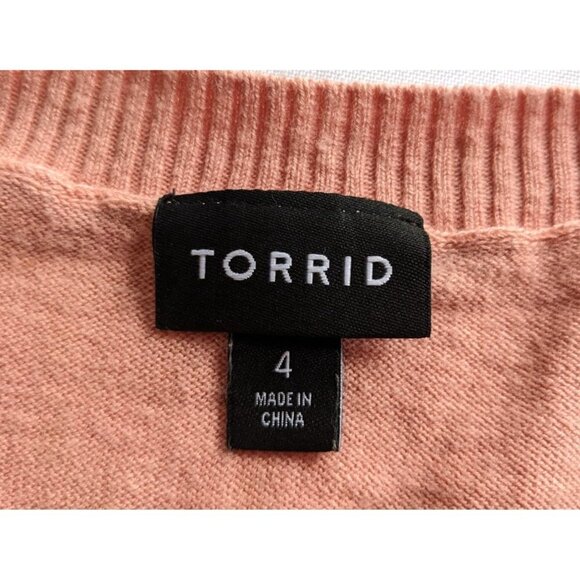 TORRID Peach Pink Raglan 2fer Sweater w/ Paisley Underhem Boatneck Size 4 - Picture 4 of 8